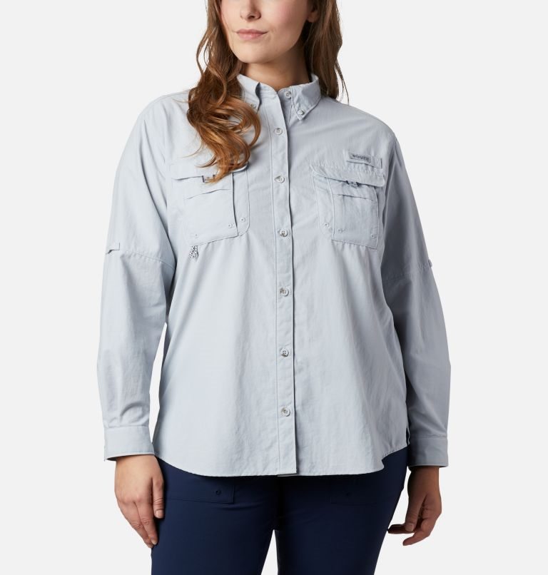 Women\'s Columbia PFG Bahama Long Sleeve Shirts Light Grey | Plus Size CA-SLA84